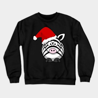 Cute Christmas Hat Zebra Crewneck Sweatshirt